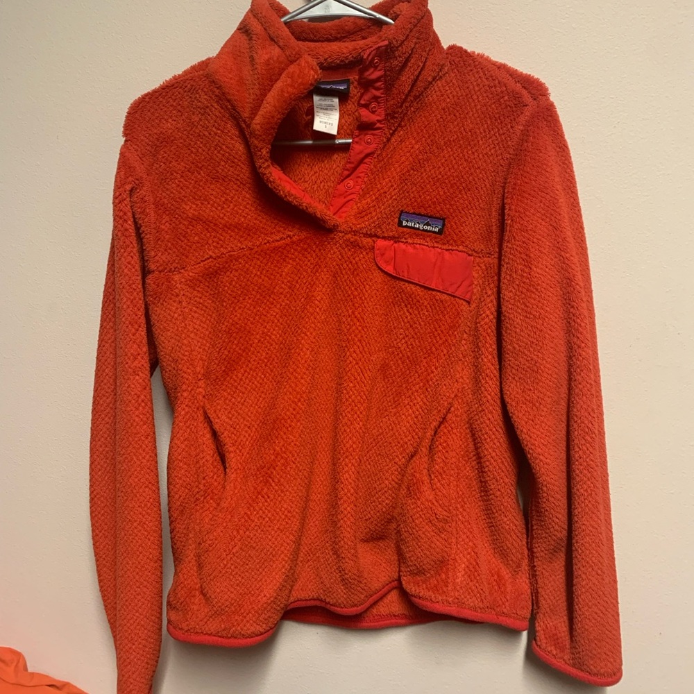 Patagonia fleece pullover orange size S